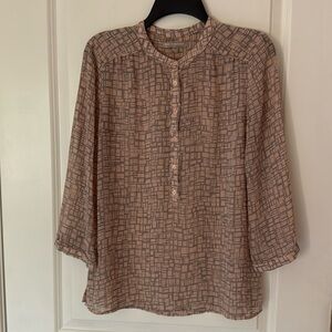 Banana Republic M pink & grey sheer blouse